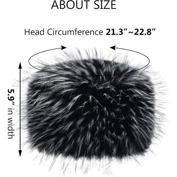 Women\'s Black & White Winter Faux Fur Cossak Russian Style Hat Warm Cap main image 5